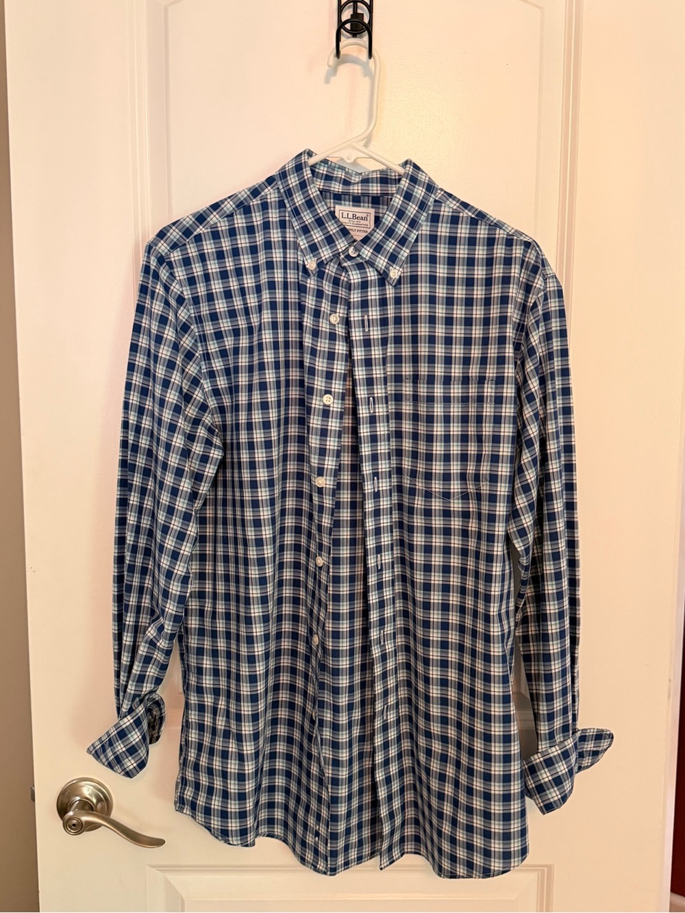 L.L.Bean Men's blue plaid button down - medium